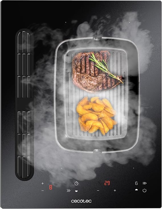 Cecotec Bolero Squad IH 2200 FullFlex ShieldGlass Compact Induction Plate with Integrated Hood 40 cm 3500W, 9 Levels, Booster, Kidlock, Suction 500m3/h, Touch Control, Does not include Evacuation Kit [Energy Class A]