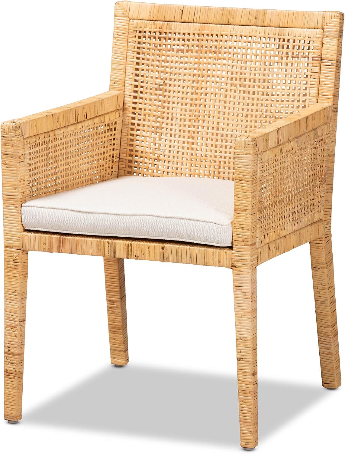 Baxton Studio Karis Chairs, NaturalWhite NaturalWhite 23.4D x 22.6W x 34H in