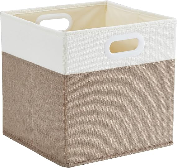 Mangata Cube Storage Box 25x25x25cm, Light Khaki Cream White, 1Pc