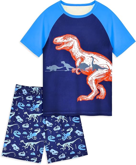 PASHOP Boys Pajamas Little Boys Summer Pajamas 2 Piece Short Sleeve Top and Shorts Sets Kids Pjs Sleepwears 3-10 Years