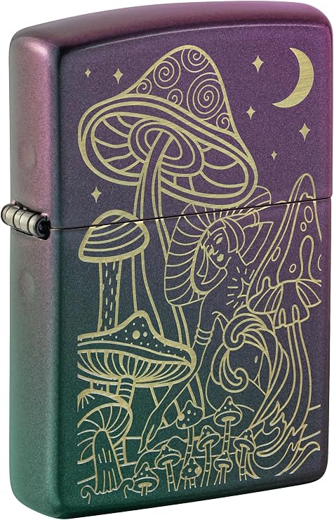 Zippo Laser Mushrooms Design Iridescent Pocket Lighter