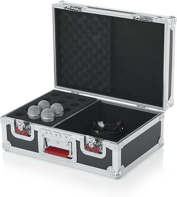 Gator Cases G-TOUR Series Road Case with Foam Drops for (15) Wired Microphones & Accessory Storage (G-TOUR M15)