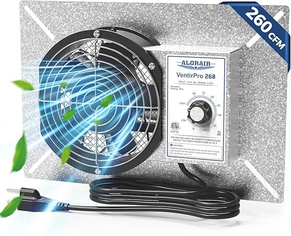 ALORAIR 260CFM Crawl Space Ventilator Fan with Humidistat & Thermostat
