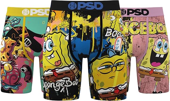 PSD Mens Underwear Spongebob Squarepants Boxer Briefs, Packs & Singles