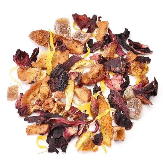 Teavivre Sweet Peach Hibiscus Fruit Tea, Caffeine Free Loose Leaf Tea for Iced Tea or Hot Tea - 7oz (200g)