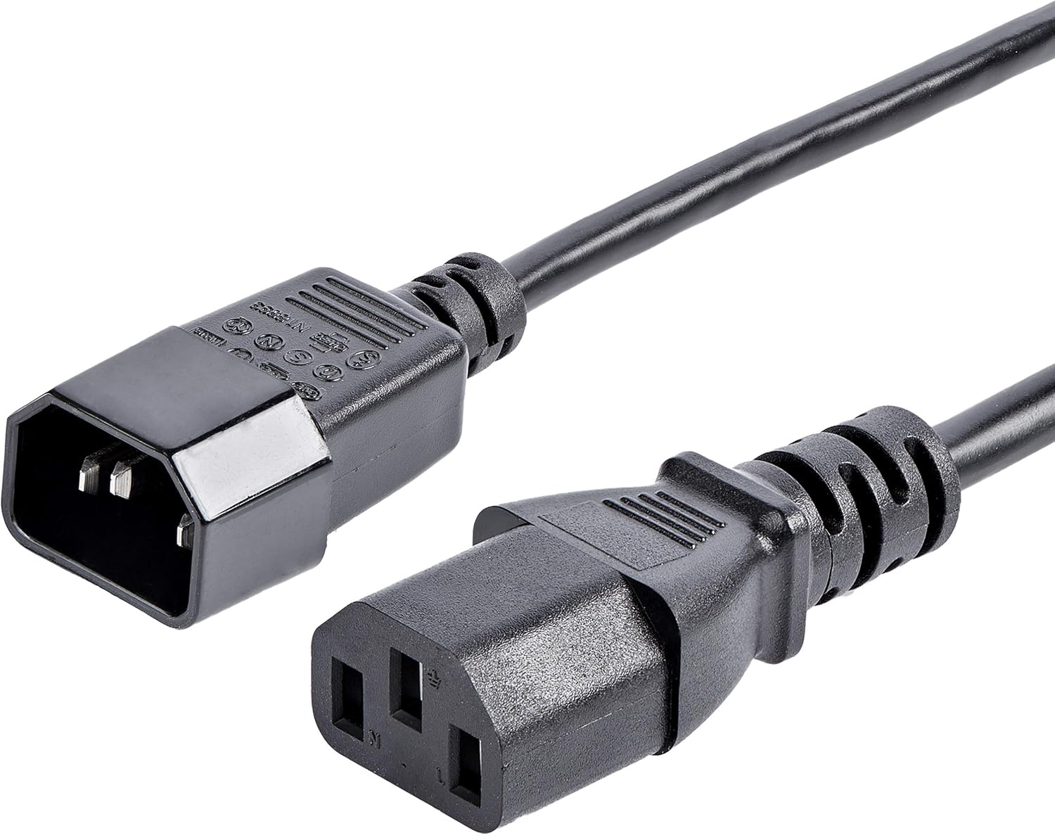 6ft 2m Power Extension Cord, C14 to C13, 10A 125V, 18AWG, Computer Power Cord Extension, IEC-320-C14 to IEC-320-C13 AC Power Cable Extension for Power Supply, UL Listed PXT100