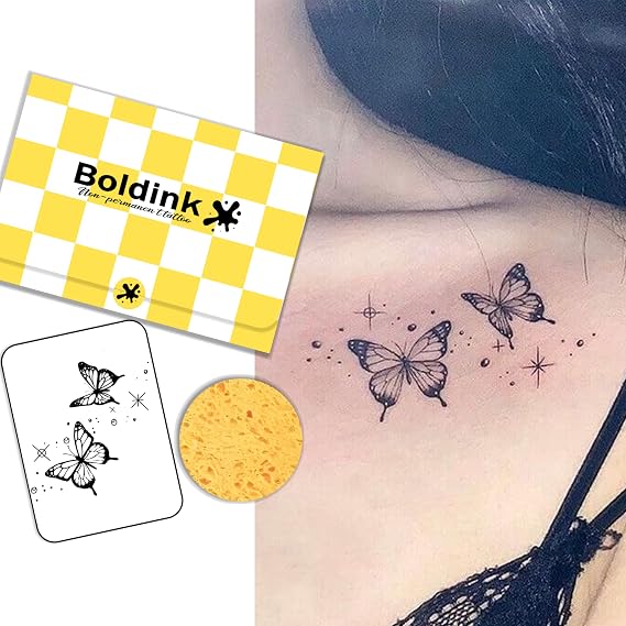 Butterfly Semi Permanent Tattoos for Adult Realistic Fake Tattoo Waterproof