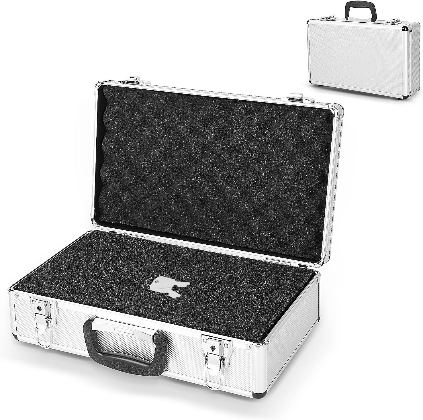 Lockable Large Aluminium Flight Case with Key, Waterproof Camera Storage Box 400x240x125mm - Durable, Portable, and Secure
