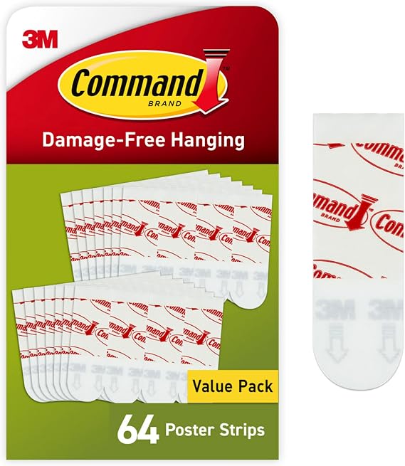 Command Poster Hanging Strip Vale-pack 64 Strips PH024-64NA 1