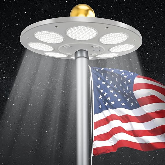 Solar Flag Pole Light, 136 LED 1500Lumens 15 H Lighting for 15-30 Ft Poles