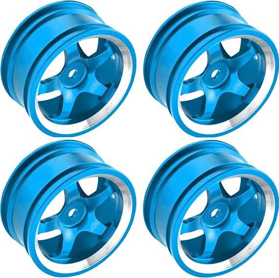 4Pcs Vgoohobby Metal Wheel Rims 12mm Hex Hub 5-Spoke Width 26mm Compatible with 1/10 Tamiya Kyosho HSP HPI Traxxas RedCat Sakura 1/10 On-Road Racing Touring RC Drift Car (Blue)