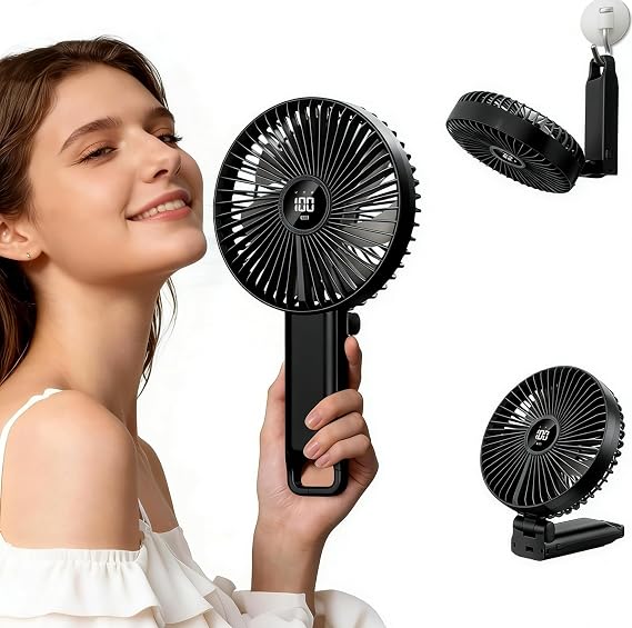 VanSmaGo Large Portable Handheld Desk Fan, 6 Inch Blades for Travel