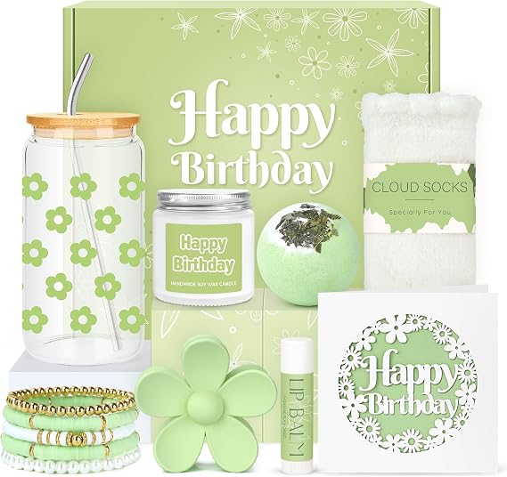 Birthday Gifts for Teen Girls, Women, Teenage Girl Birthday Gift Sets for Teen Girls Tween Gifts for Teenage Girl Cute Daisy Aesthetic Glass Cup Gift Basket for Teens, Women, Her, Friend, Sister