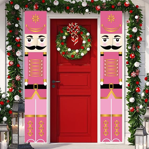Rvsticty Nutcracker Christmas Banner,Xmas Winter Decorations for Home Decor