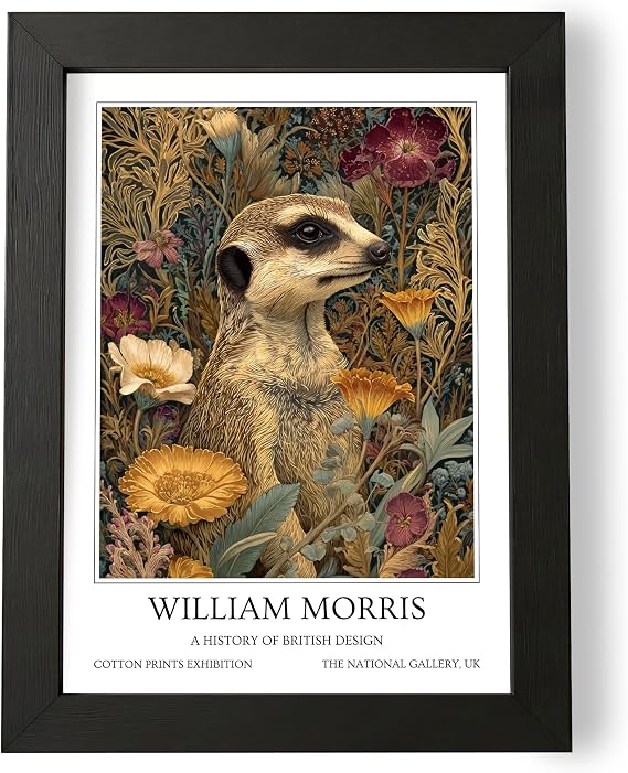 Fans Favourites William Morris - Botanical Wall Art, Vintage Art Noevua British Prints, A History of British Design Collection (Meerkat, A4, Unframed)