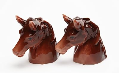 Cosmos Gifts Ceramic Horse Salt and Pepper Set, 3-58-Inch, Brown