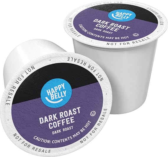 Amazon Brand - Happy Belly Dark Roast Coffee Pods, Compatible with Keurig 2.0 K-Cup Brewers, 24 Count