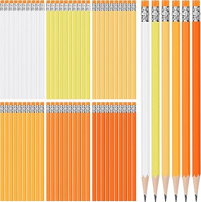 TecUnite 120 Pcs #2 HB Pencils with Eraser No 2 Unsharpened Wooden Hexagonal Pencils for Adults Gifts for School Exam art Learning Office SketchingOrange Series