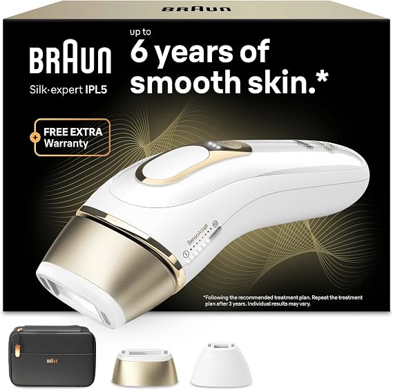 Braun Silk-expert Pro 5 Pulsed Light Epilator, PL5140, White/Gold