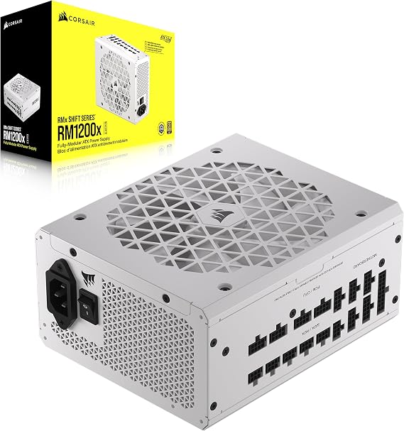 CORSAIR RM1200x Shift Fully Modular ATX Power Supply - 80 Plus Gold - ATX 3.0 - PCIe 5.0 - Zero RPM - Modular Side Interface - White