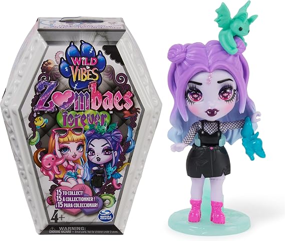 Zombaes Forever, Wild Vibes Zombie Collectible Figure Doll Accessories and Toy Coffin (Designs May Vary) 3.5" Kids Toy for Girls