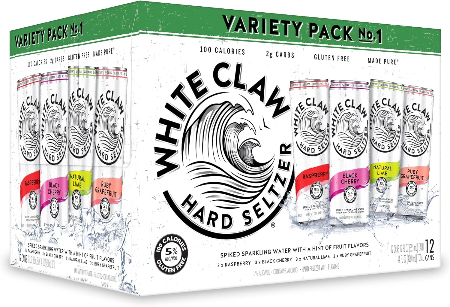 White Claw Variety Pack, 12Oz Pack of 12 5% ABV