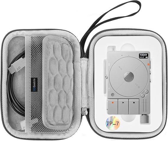 GEEKRIA Audio Interface Carrying Case, Compatible with Teenage Engineering TP-7, Hard Shell Portable Travel Bag (Dark Gray)