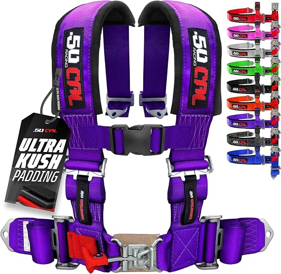 1pc 50 Cal Purple 4 Point Harness 2" straps, Racing Harness Seat Belt