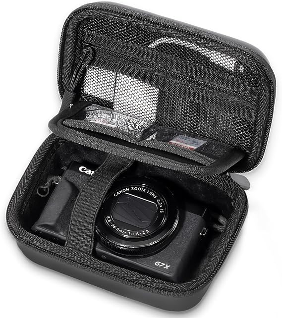 ProCase Hard Shell Digital Camera Case for Canon G7X Mark III -Black | Compact Small Cameras Travel Carrying Storage Bag for Sony Cybershot, PowerShot SX740, Ricoh GR III, Kodak Pixpro