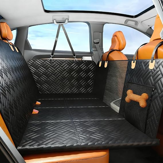 Dog Car Seat Cover for Back Seat, Waterproof Pet Hammock 51"x60", 600D Oxford Heavy Duty Nonslip Rubber Backing, Scratch Resistant Easy Clean Machine Washable Full Coverage Protector for SUV Cars