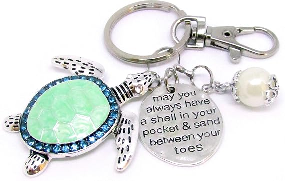 Enamel Sea Turtle Keychain, Beach Inspired Gift