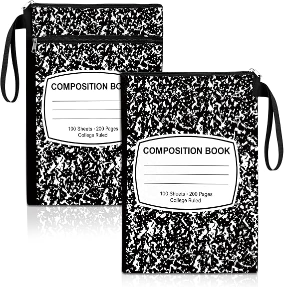 Feifeiya 2 Pcs Composition Notebook Book Cover Pouch with Zipper