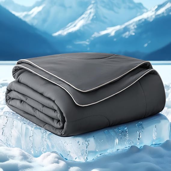 Bedsure Cooling Throw Blanket for Hot Sleepers, Dark Grey, 50"x60" | Cold, Ice, Cool, Breathable, Lightweight, Summer Blanket for Bed, Couch, Sofa, Gift for Night Sweats