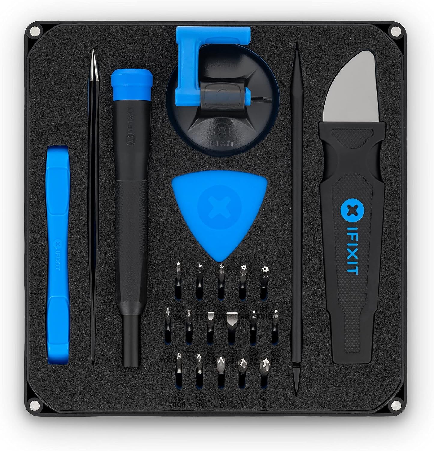 iFixit Essential Electronics Toolkit, Basic Tool-Set with 16 Precision bits 4 mm, Magnetic Screwdriver & Opening Tools for Electronic Devices