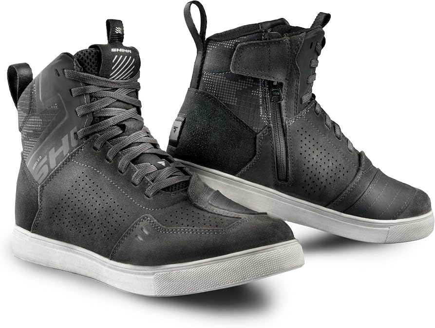 SHIMA Rebel 2.0 Motorcycle Shoes Men's Leather Ventilated Motorcycle Boots Protectors Trainers Non-Slip Sole Ankle Support