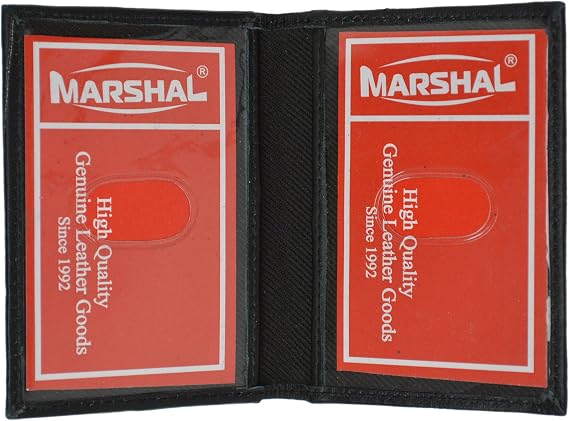MARSHAL Slim Thin Leather Credit Card ID Mini Wallet Holder Bifold Driver's License Safe