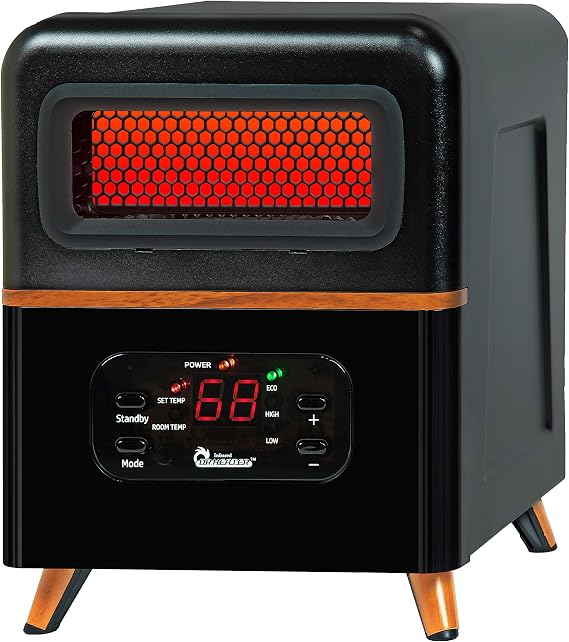 DR. INFRARED HEATER DR-978 New Upgraded Dual Heating Hybrid Portable Infrared Space Heater, 1500W with Remote