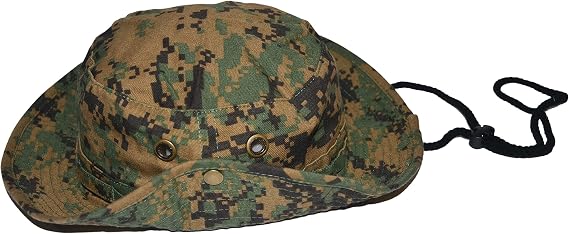Newhattan Boonie Safari Bucket Hat Foldable Military Style Cap (Digital Camo, S/M)