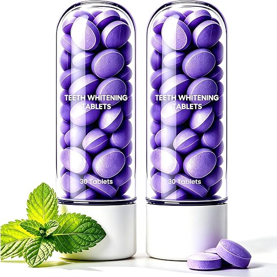 Teeth Whitening Tablets, Purple Toothpaste Tablets (2 Boxes, 60 Tablets)