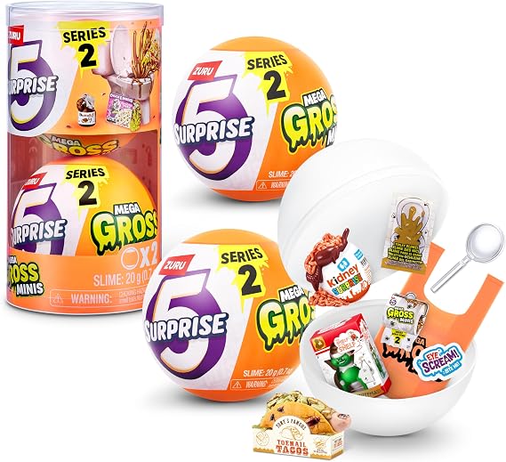 5 Surprise 2 Pack Mega Gross Minis ZURU, Collectable Mystery Toys for Boys Age 3+, Fun Miniature Series, Ideal for Crafting and Play