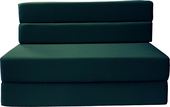 D&D Futon Furniture Folding Foam Mattress, Sofa Chair Bed, Floor Studio Guest Beds Lounger Convertible Ottoman Bench (Twin Size, Hunter Green)
