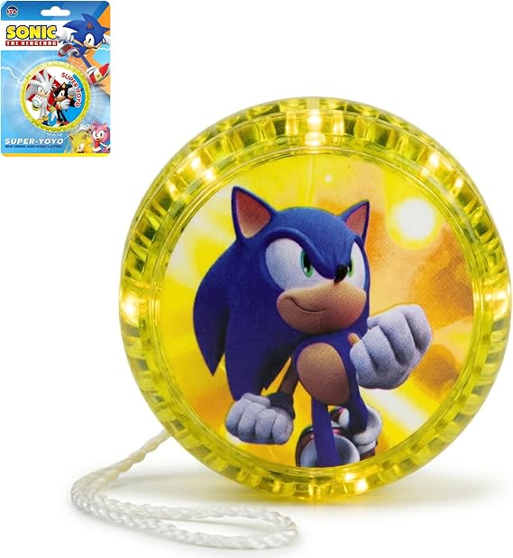 Light Up Yellow Sonic Hedgehog-Style YoYo for Kids – 5.5cm LED Responsive Beginner Yo-Yo with String, Spinning Trick Toy, Party Bag Filler, Birthday for Boys & Girls Age 3+