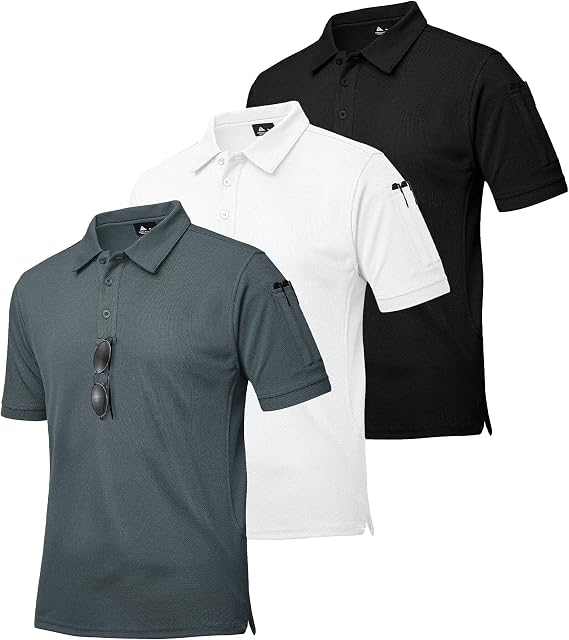 ZITY 3 Pack Mens Polo Shirts Short Sleeve Golf Moisture-Wicking Shirts for Men