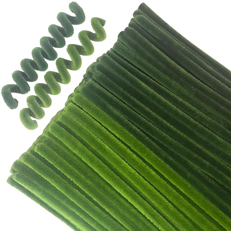 100PCS Pipe Cleaners for Crafts, 30cm, Mixed Green, Chenille Stems for Arts and Crafts, School Projects, DIY Decorations