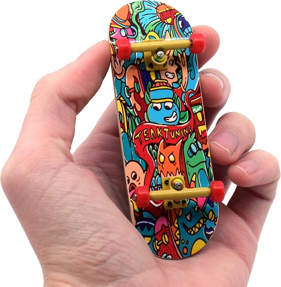 Teak Tuning 32mm Pro Fingerboard Heat Transfer Graphic Complete - Fully Assembled with Pro Level Parts - Pro Shaped Wood Deck (34x97mm), UltraSpin Wheels, Prodigy Trucks - Bubble Bushings & Monsters