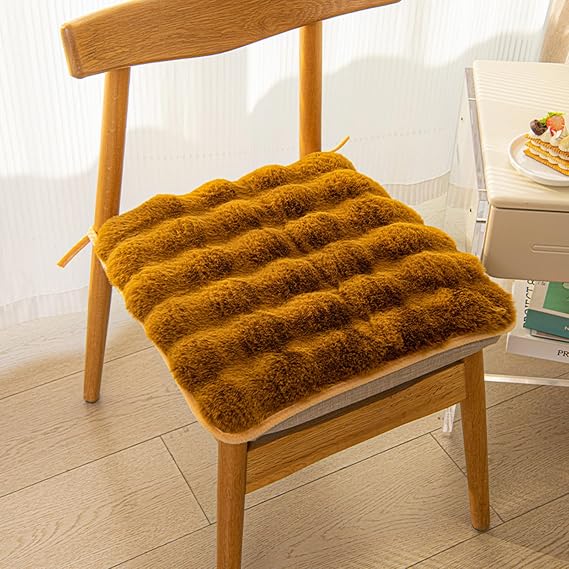 Sandalyeler için minder, lüks ve konforlu, kare koltuk minderi, kaymaz kayışlar, teras sandalyeleri, balkon, oturma odası, yastıklar, mutfak sandalyeleri, kahverengi, 40 x 40 cm