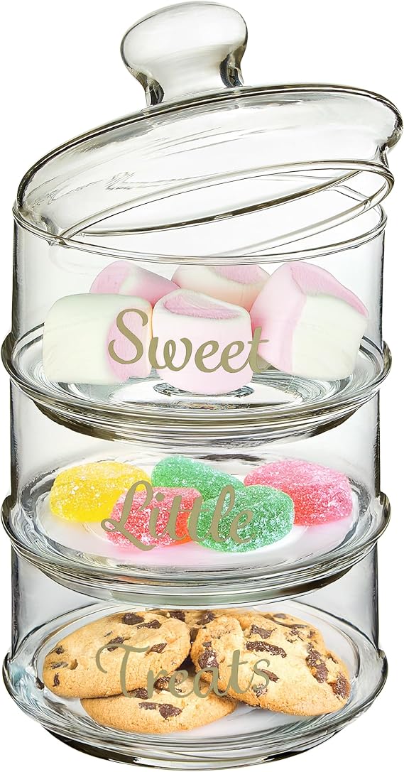 Premier Housewares Stackable Storage Jars, Clear, 3-Piece 1209811 [Energy Class A]
