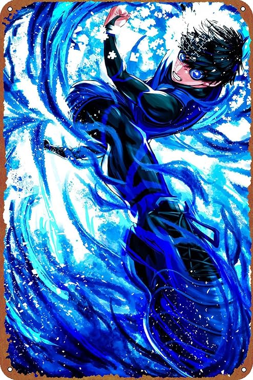 Anime Blue Lock Poster Retro Metal Tin Sign Vintage Wall Decor Signs Metal Poster 8x12 Inch