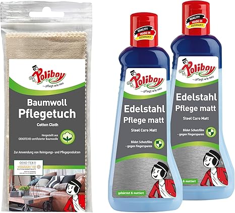 Poliboy Cleaning and Care Products for Various Surfaces in Different Sizes Made in Germany
