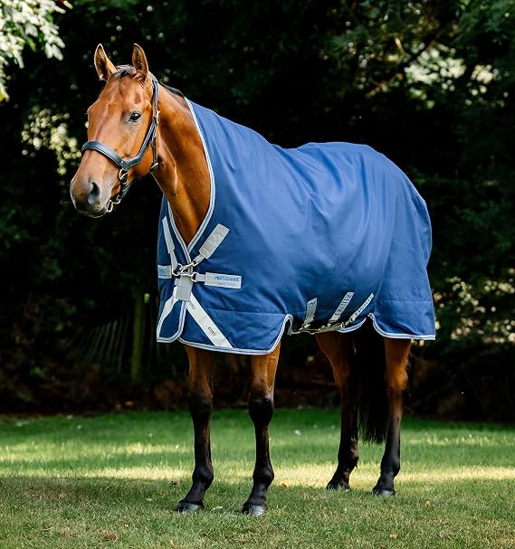 Horseware Rhino Wug with Vari-Layer 450g - Navy/Titanium Grey & Classic Blue, 69 inches
